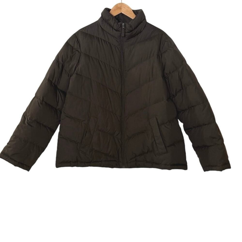 Lands' End Down puffer jacket brown women's size XL